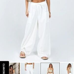 Princess Polly Beachy Women's White Wide-Leg Pants